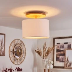 Hofstein Akrema Deckenleuchte Schwarz, Braun, 1-flammig