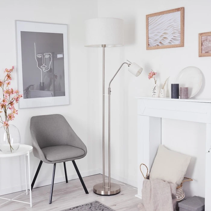 Hofstein Antillo Stehleuchte Nickel-Matt, 2-flammig 11 Hofstein Antillo Stehleuchte Nickel-Matt, 2-flammig – Bild 11