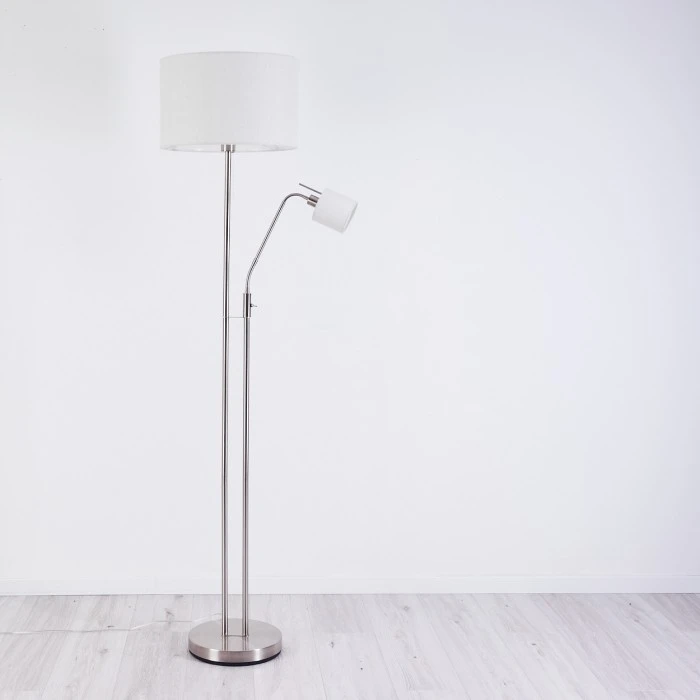 Hofstein Antillo Stehleuchte Nickel-Matt, 2-flammig 8 Hofstein Antillo Stehleuchte Nickel-Matt, 2-flammig – Bild 8