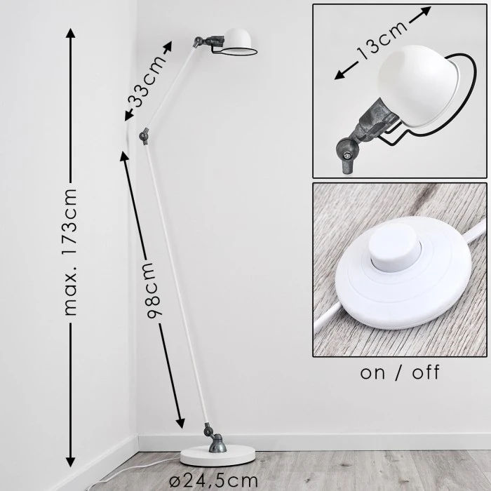 Hofstein Arild Stehleuchte Silber, Weiß, 1-flammig 2 Hofstein Arild Stehleuchte Silber, Weiß, 1-flammig – Bild 2