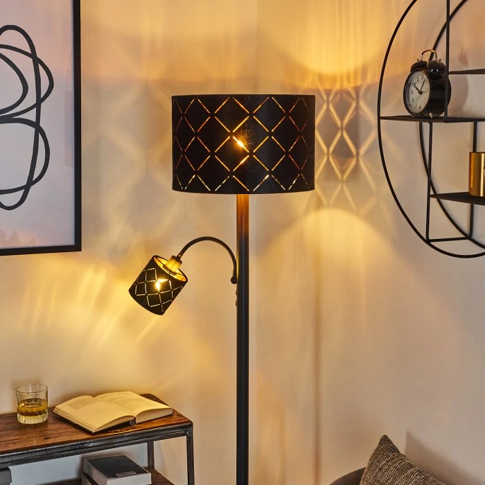 Hofstein Arnoya Stehleuchte Schwarz, 2-flammig 11 Hofstein Arnoya Stehleuchte Schwarz, 2-flammig – Bild 11