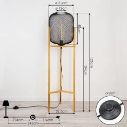 Hofstein Ateponta Stehleuchte Schwarz, Holz hell, 1-flammig -Bürolampen Verkäufe ateponta stehleuchte h3414750 3
