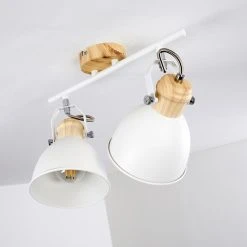 Hofstein Banjul Deckenleuchte Weiß, Holz hell, 2-flammig -Bürolampen Verkäufe banjul deckenleuchte h3320792 19