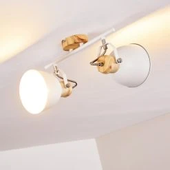 Hofstein Banjul Deckenleuchte Weiß, Holz hell, 2-flammig -Bürolampen Verkäufe banjul deckenleuchte h3320792 3