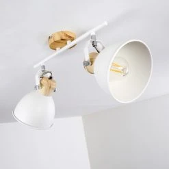 Hofstein Banjul Deckenleuchte Weiß, Holz hell, 2-flammig -Bürolampen Verkäufe banjul deckenleuchte h3320792 5