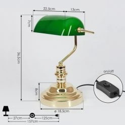 Hofstein Bankerlampe Messing, Gr&uuml;n, Gold, 1-flammig -Bürolampen Verkäufe bankerlampe h164243 3
