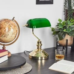 Hofstein Bankerlampe Messing, Gr&uuml;n, Gold, 1-flammig -Bürolampen Verkäufe bankerlampe h164243 9