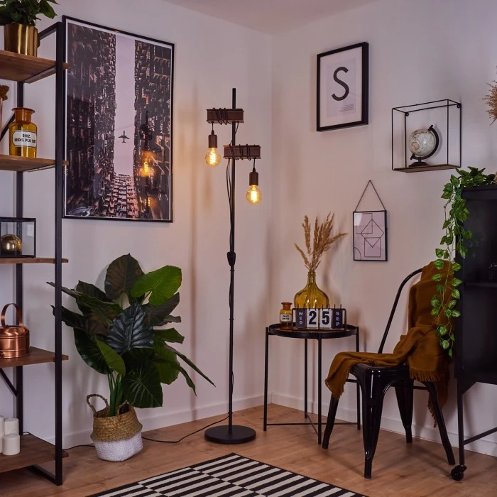 Hofstein Barbengo Stehleuchte Schwarz, Rostfarben, 2-flammig 1 Hofstein Barbengo Stehleuchte Schwarz, Rostfarben, 2-flammig