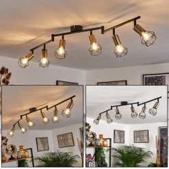 Hofstein Baripada Deckenleuchte Messing, Schwarz, 6-flammig