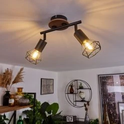 Hofstein Baripada Deckenleuchte Schwarz, Holz dunkel, 2-flammig -Bürolampen Verkäufe baripada deckenleuchte h3388020 10