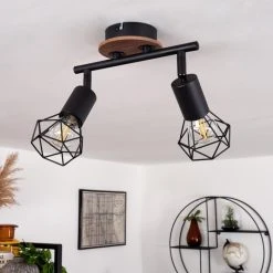 Hofstein Baripada Deckenleuchte Schwarz, Holz dunkel, 2-flammig -Bürolampen Verkäufe baripada deckenleuchte h3388020 9