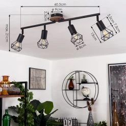 Hofstein Baripada Deckenleuchte Schwarz, Braun, 4-flammig -Bürolampen Verkäufe baripada deckenleuchte h3388051 3