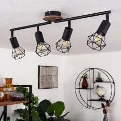 Hofstein Baripada Deckenleuchte Schwarz, Braun, 4-flammig -Bürolampen Verkäufe baripada deckenleuchte h3388051 9