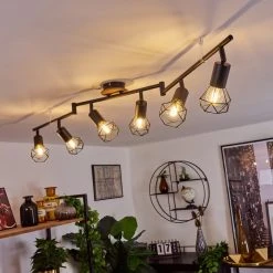 Hofstein Baripada Deckenleuchte Schwarz, Holz dunkel, 6-flammig -Bürolampen Verkäufe baripada deckenleuchte h33880682 8