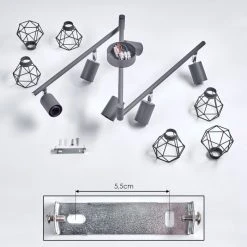Hofstein Baripada Deckenleuchte Chrom, Anthrazit, 6-flammig -Bürolampen Verkäufe baripada deckenleuchte h3388235 4