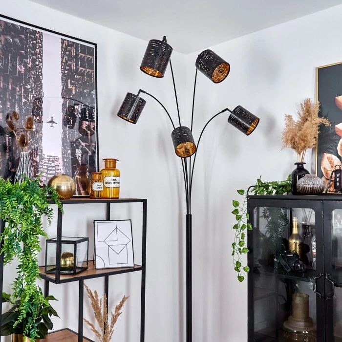 Hofstein Bathinda Stehleuchte Schwarz, 5-flammig 12 Hofstein Bathinda Stehleuchte Schwarz, 5-flammig – Bild 12