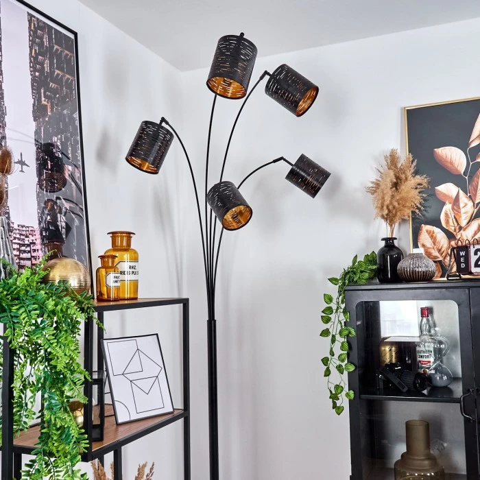 Hofstein Bathinda Stehleuchte Schwarz, 5-flammig 10 Hofstein Bathinda Stehleuchte Schwarz, 5-flammig – Bild 10