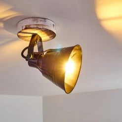 Hofstein Berkeley Deckenleuchte Schwarz, Holz hell, Schwarz-Gold, 1-flammig -Bürolampen Verkäufe berkeley deckenleuchte h3325292 2