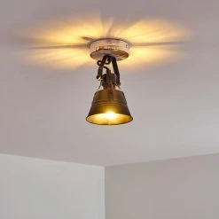 Hofstein Berkeley Deckenleuchte Schwarz, Holz hell, Schwarz-Gold, 1-flammig -Bürolampen Verkäufe berkeley deckenleuchte h3325292 8