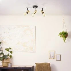 Brilliant Leuchten Brilliant Kerry Deckenleuchte Schwarz, Gold, 3-flammig