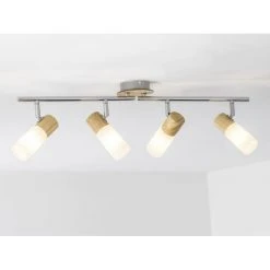 Brilliant Leuchten Babsan Deckenspot Weiß, Holz dunkel, 4-flammig