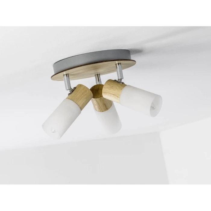 Brilliant Leuchten Babsan Spotrondell Weiß, Holz dunkel, 3-flammig 2 Brilliant Leuchten Babsan Spotrondell Weiß, Holz dunkel, 3-flammig – Bild 2