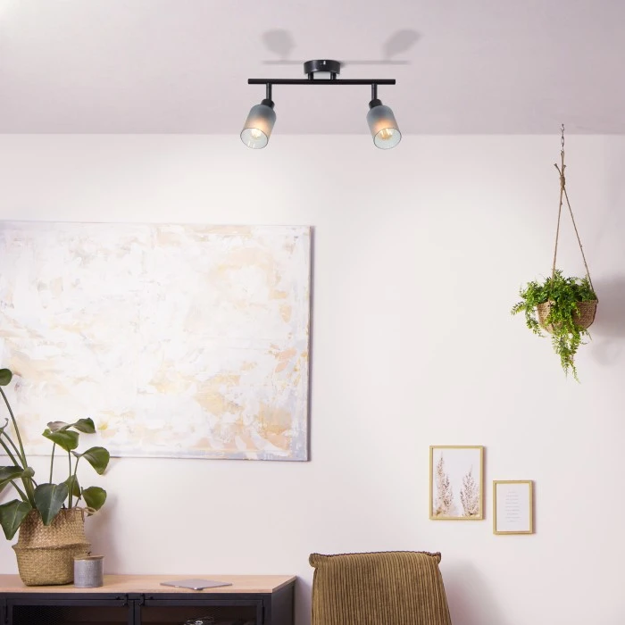 Brilliant Leuchten Brilliant Loralie Deckenleuchte Schwarz, 2-flammig 1 Brilliant Leuchten Brilliant Loralie Deckenleuchte Schwarz, 2-flammig