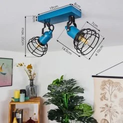 Hofstein Builako Deckenleuchte Blau, Schwarz, 2-flammig -Bürolampen Verkäufe builako deckenleuchte h3443811 3