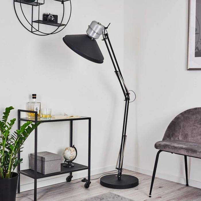 Hofstein Chara Stehleuchte Schwarz, Silber, 1-flammig 2 Hofstein Chara Stehleuchte Schwarz, Silber, 1-flammig – Bild 2