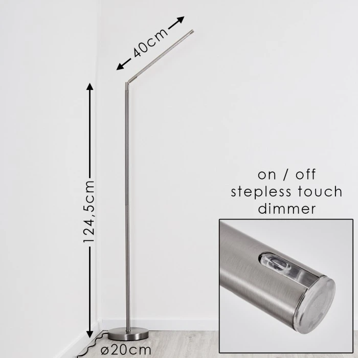 Hofstein Deje Stehleuchte LED Nickel-Matt, 1-flammig 2 Hofstein Deje Stehleuchte LED Nickel-Matt, 1-flammig – Bild 2