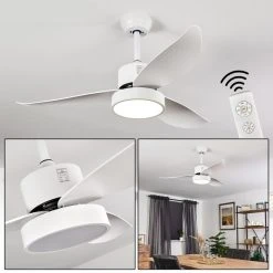 Hofstein Doha Deckenventilator LED Weiß, 1-flammig, Fernbedienung
