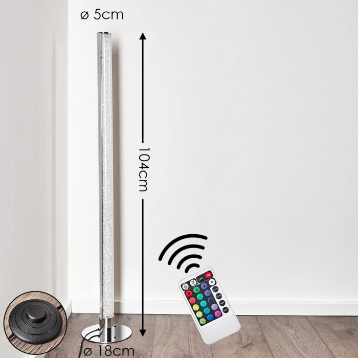 Hofstein Flaut Stehleuchte LED Chrom, 1-flammig, Fernbedienung, Farbwechsler 2 Hofstein Flaut Stehleuchte LED Chrom, 1-flammig, Fernbedienung, Farbwechsler – Bild 2