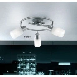 Globo KATI Strahler Nickel-Matt, Chrom, Edelstahl, Wei&szlig;, 3-flammig