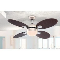 Globo WADE Deckenventilator Nickel-Matt, Chrom, Edelstahl, 1-flammig -Bürolampen Verkäufe globo wade deckenventilator 318 2