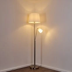 Hofstein Gunstock Stehleuchte Nickel gl&auml;nzend, 2-flammig -Bürolampen Verkäufe gunstock stehleuchte h3354278 7