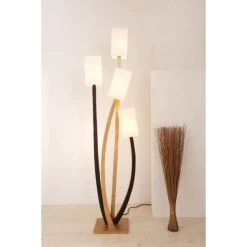 Holl&auml;nder QUADRANGOLARE Stehleuchte Wei&szlig;, Braun, Gold, 4-flammig