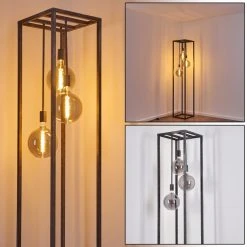 Hofstein Janskloster Stehleuchte Stahl geb&uuml;rstet, 3-flammig