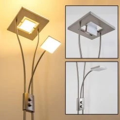 Hofstein Kimba Deckenfluter LED Nickel-Matt, 3-flammig