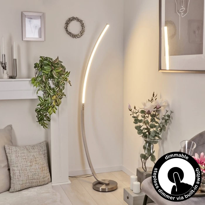 Hofstein Kimbolton Bogenlampe LED Nickel-Matt, 1-flammig 1 Hofstein Kimbolton Bogenlampe LED Nickel-Matt, 1-flammig