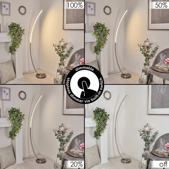 Hofstein Kimbolton Bogenlampe LED Nickel-Matt, 1-flammig 2 Hofstein Kimbolton Bogenlampe LED Nickel-Matt, 1-flammig – Bild 2