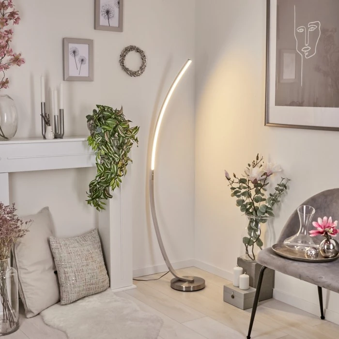 Hofstein Kimbolton Bogenlampe LED Nickel-Matt, 1-flammig 7 Hofstein Kimbolton Bogenlampe LED Nickel-Matt, 1-flammig – Bild 7