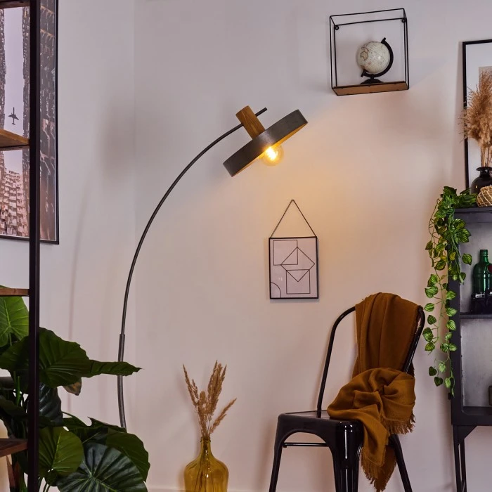 Hofstein Lakewood Stehleuchte Nickel-Matt, Dunkelbraun, 1-flammig 7 Hofstein Lakewood Stehleuchte Nickel-Matt, Dunkelbraun, 1-flammig – Bild 7