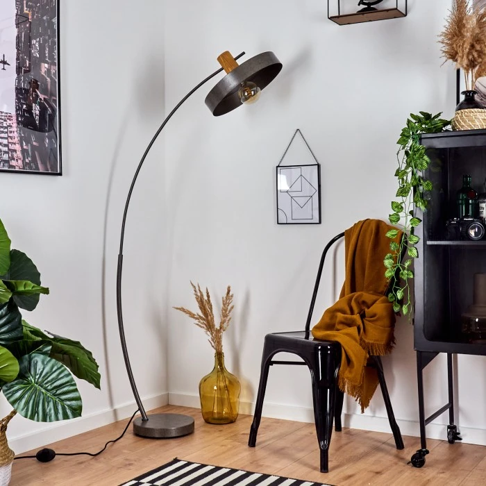 Hofstein Lakewood Stehleuchte Nickel-Matt, Dunkelbraun, 1-flammig 10 Hofstein Lakewood Stehleuchte Nickel-Matt, Dunkelbraun, 1-flammig – Bild 10