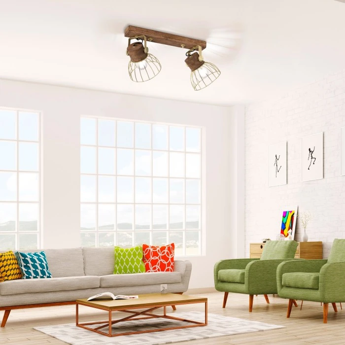 Leuchten Direkt ALAMI Deckenleuchte Holz dunkel, 2-flammig 1 Leuchten Direkt ALAMI Deckenleuchte Holz dunkel, 2-flammig