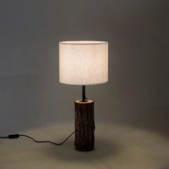 Leuchten Direkt BARK Tischleuchte Schwarz, Naturfarben, 1-flammig