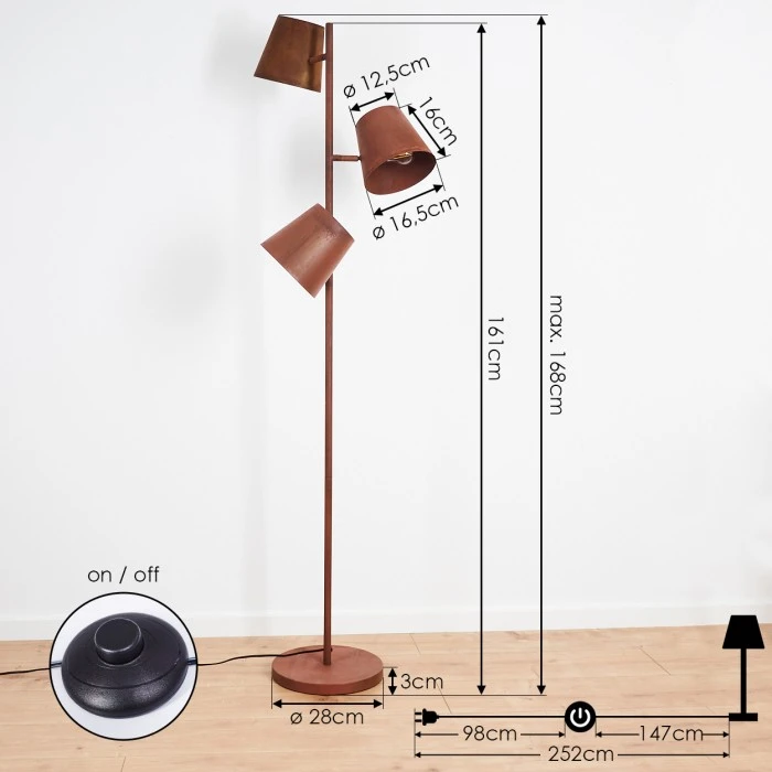 Hofstein Lungre Stehleuchte Rostfarben, 3-flammig 4 Hofstein Lungre Stehleuchte Rostfarben, 3-flammig – Bild 4