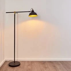 Hofstein Luven Stehleuchte Schwarz, Gold, Schwarz-Gold, 1-flammig -Bürolampen Verkäufe luven stehleuchte h3335802 do1 13