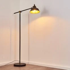 Hofstein Luven Stehleuchte Schwarz, Gold, Schwarz-Gold, 1-flammig -Bürolampen Verkäufe luven stehleuchte h3335802 do1 17