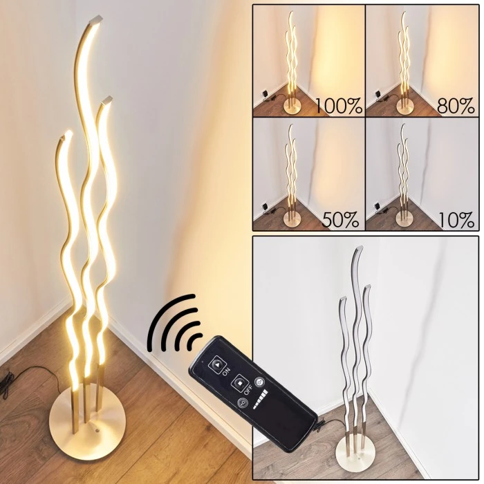 Hofstein Mapleton Stehleuchte LED Nickel-Matt, 3-flammig, Fernbedienung 1 Hofstein Mapleton Stehleuchte LED Nickel-Matt, 3-flammig, Fernbedienung