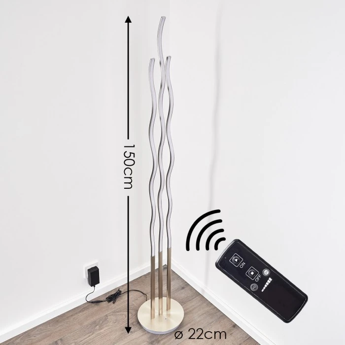 Hofstein Mapleton Stehleuchte LED Nickel-Matt, 3-flammig, Fernbedienung 2 Hofstein Mapleton Stehleuchte LED Nickel-Matt, 3-flammig, Fernbedienung – Bild 2